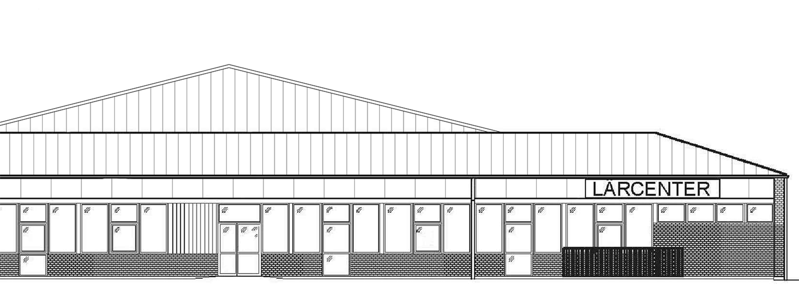 Ritning som visar del av Lärcentrum i Bjuv, en byggnad som kommer få ett takbyte i ett kommande projekt