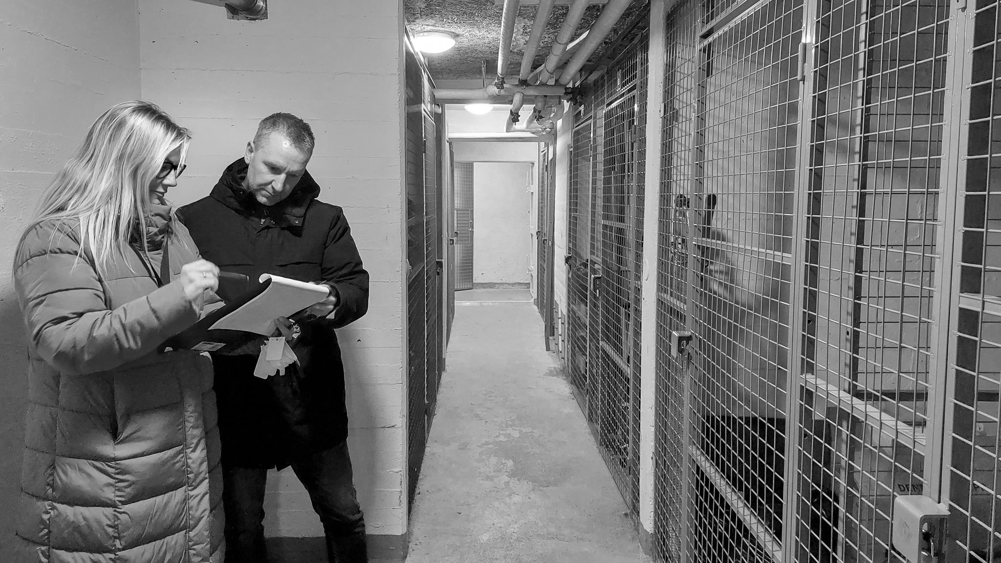 Bjuvsfastigheters personal inventerar förråd i källare