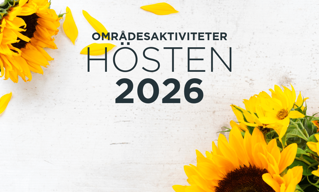 Grafik med solrosor och texten ”Områdesaktiviteter hösten 2026”